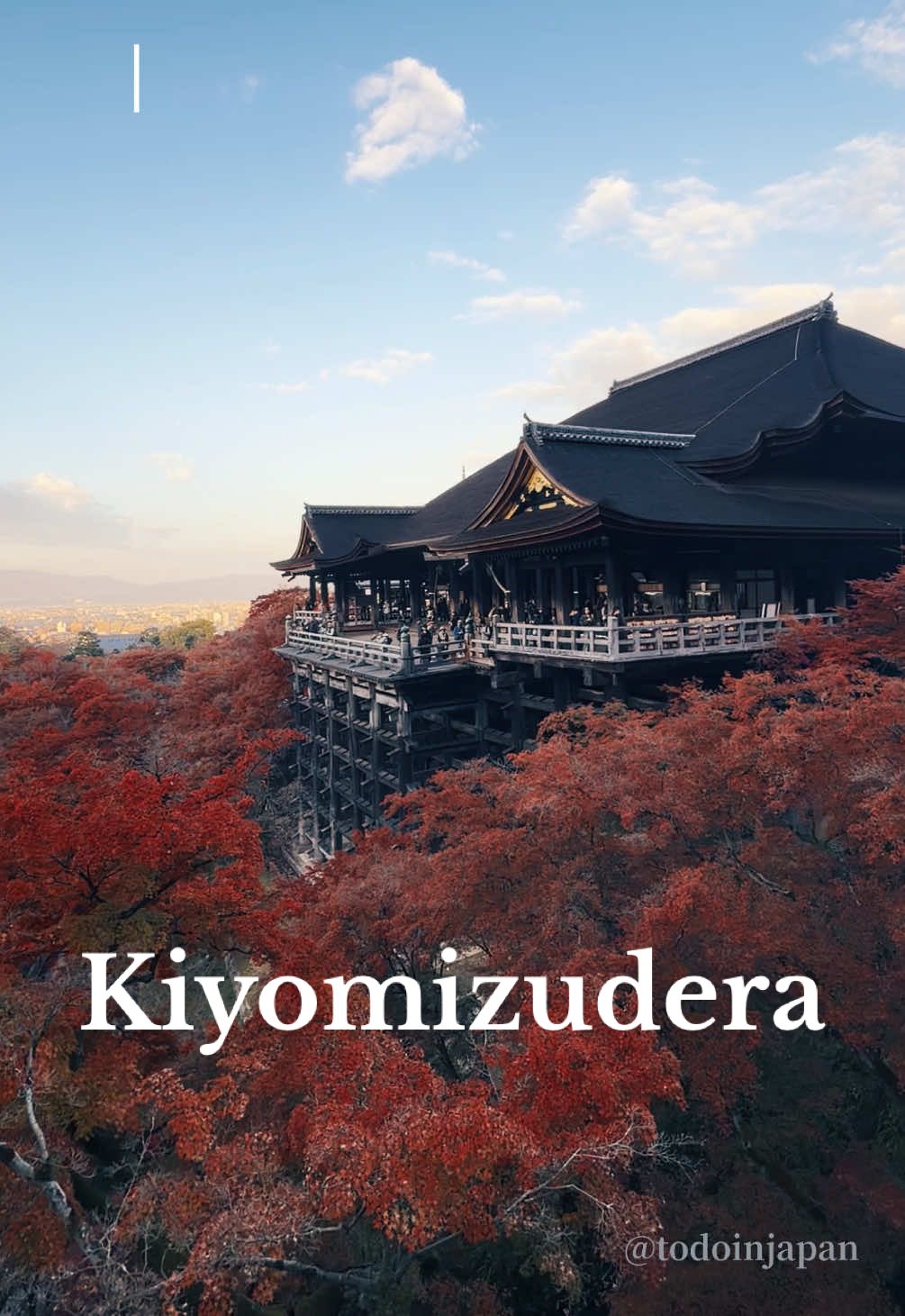 Kiyomizudera at 7:00 AM hits different 🍁✨ Golden morning light + quiet temple vibes = the BEST way to enjoy Kyoto in autumn. Peak fall foliage usually arrives late November - early December, turning the whole valley into red & gold. 🍂 🌟 Highlight: The view from the wooden stage overlooking a sea of maple trees is unreal, especially with soft morning light. 🚶‍♀️ Access: From Kyoto Station → take bus 206 or 100 → get off at Gojo-zaka or Kiyomizu-michi, then walk ~10–15 min uphill. ⏰ Why morning? Less crowd, softer light, cooler weather. Perfect for photos & peaceful moments. #清水寺 #京都 #秋の京都 #kiyomizudera #kyoto     