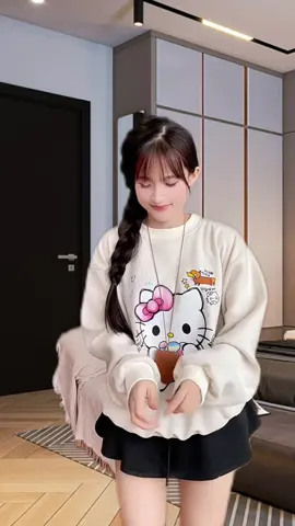 Áo nỉ Sweater in hình KITTY #thoitrang #setdoxinh #aoxinh #moingaymotoutfit 