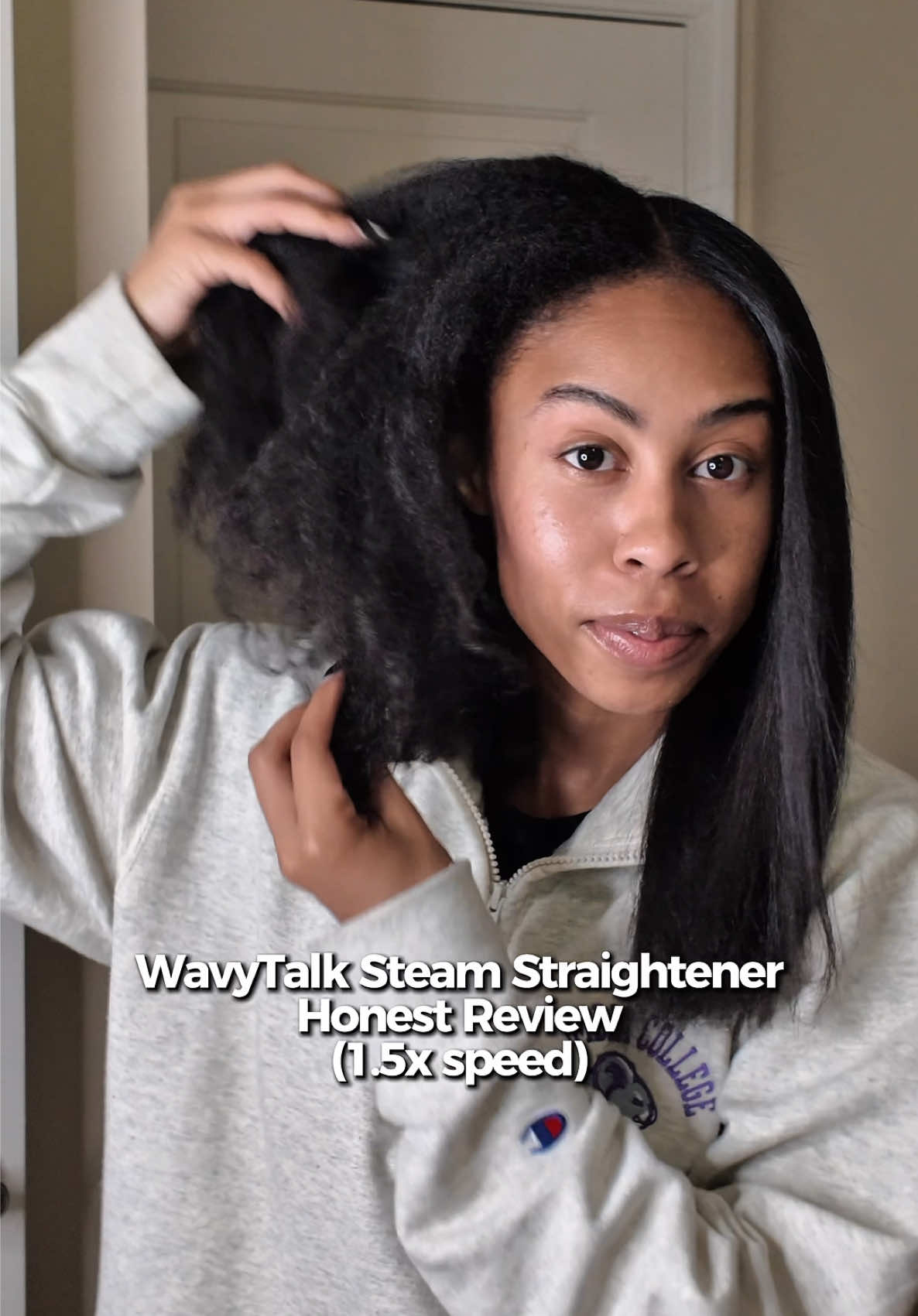 I feel like she served her purpose. I think with having thicker hair like mine, very small sections would be better to ensure the flatness I would like. But overall she’s TEA! 🤏🏽  @wavytalkofficial #fypシ #fyp #tiktokshop #straightener 