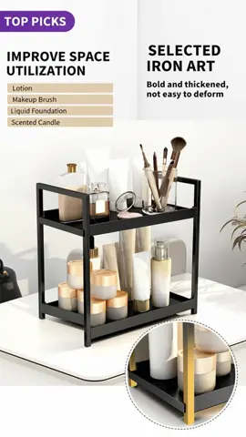 2-Layer Desktop Storage Rack, Cosmetics Organizing Box, Makeup Organizer, Spice Rack, Kitchen & Bathroom Vanity Storage Solution #kitchenessentials #homeorganization #bathroomfinds #practicalhomegoods #kitchenstorage #bedroomessentials #makeupvanitywithlights #storageorganizer #shoerackorganizer #organizerstorage