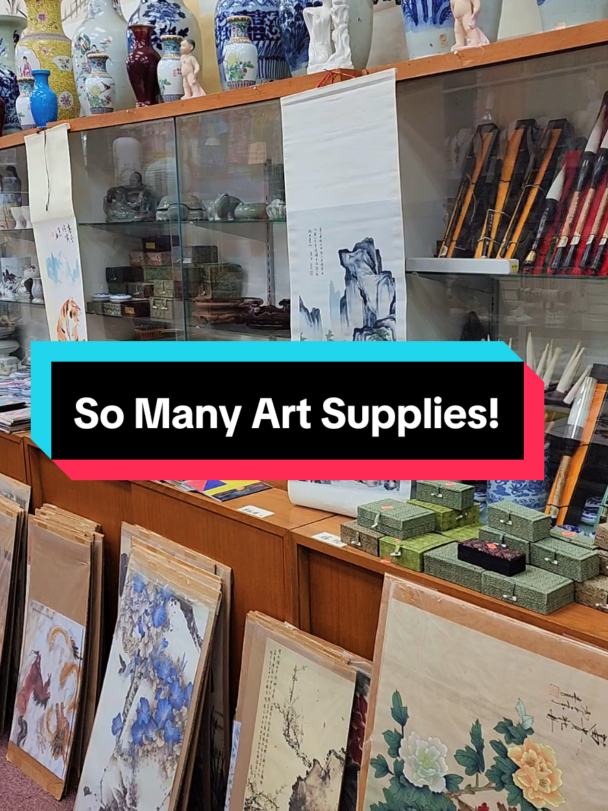 Want to learn Chinese calligraphy or painting but don't know where to get supplies? Try your local Chinatown or Chinese bookstore. This was a store I found, and I was so amazed by everything that they have. There were brushes, art books, paintings, inkstone, ink, and even stone seal chops! There are definitely a lot more items that's I missed but wow was I awestruck. #chinesecalligraphy  #shodo #asian #書法 #書道