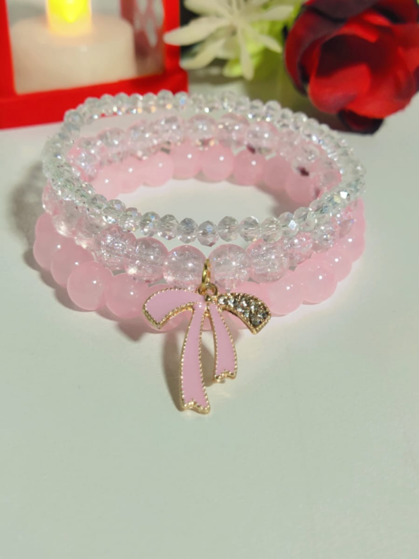 Customized 3 pair set 🩷 Handmade beaded bracelet 🤌🏻💌💗 You Can customize according to your size's colour's or design's 💫 💖 #smallbusinessowner #fypシ゚ #millionviews #viralvideo #creatorsearchinsights 