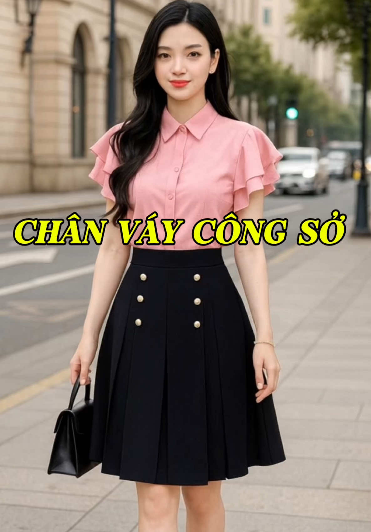 CHÂN VÁY XẾP LY CÔNG SỞ PHỐI CÚC CÁH ĐIỆU #chanvayxinh #chanvayxeply #chanvaycongso #chanvayhotttrend 