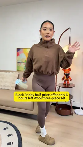 Amoyer 3-Piece Tracksuit Set for Women, fleece-lined zip jacket + top + high-waist pants, cozy winter activewear for gym,#TikTokShopBlackFriday #tiktokshopcybermonday 