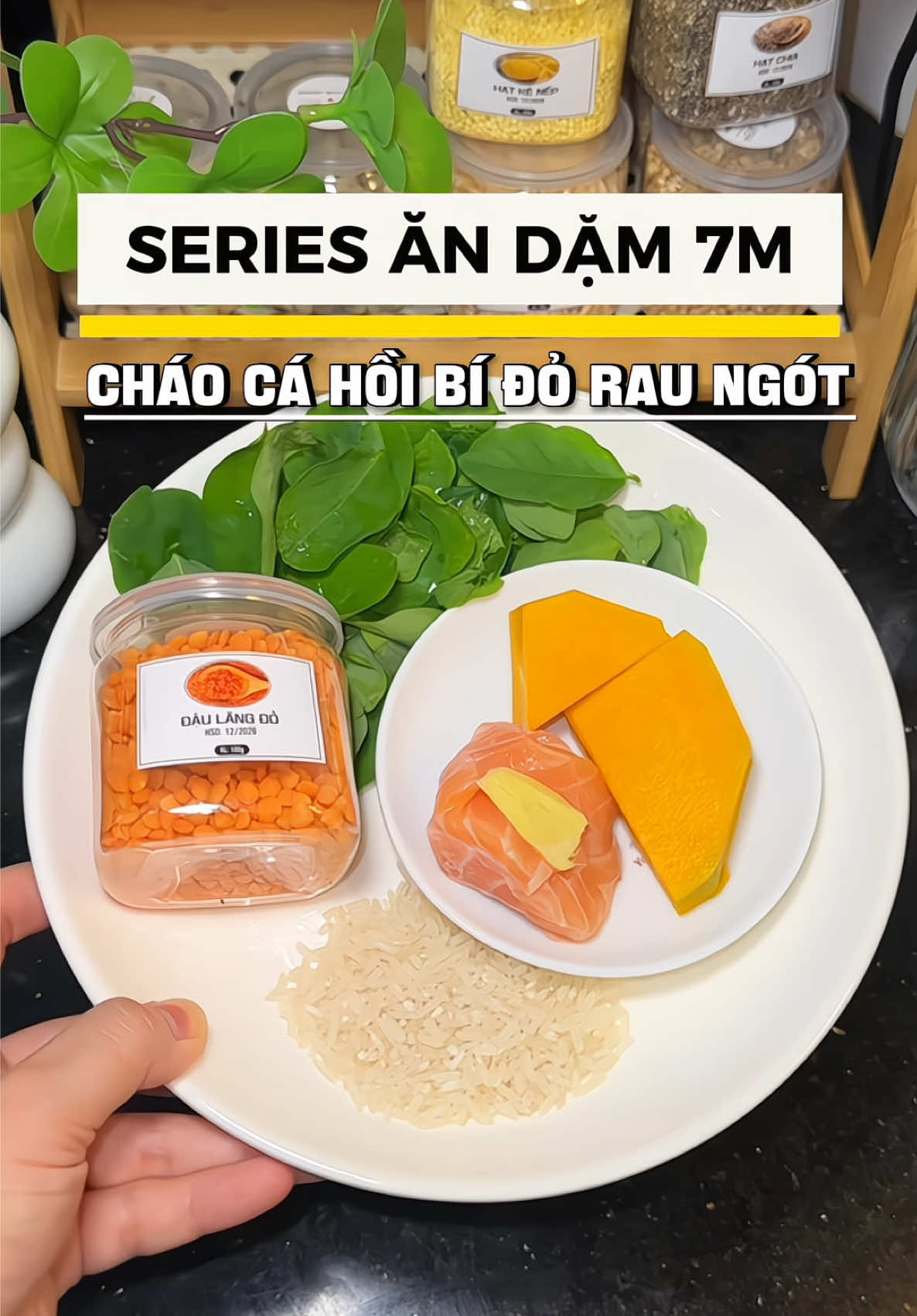 Cháo cá hồi bí đỏ rau ngót hỗ trợ con bụ bẫm, sáng mắt, thông minh! #andam #andamtruyenthong #andamcungbe #thucdonandam #mecuacomiu 