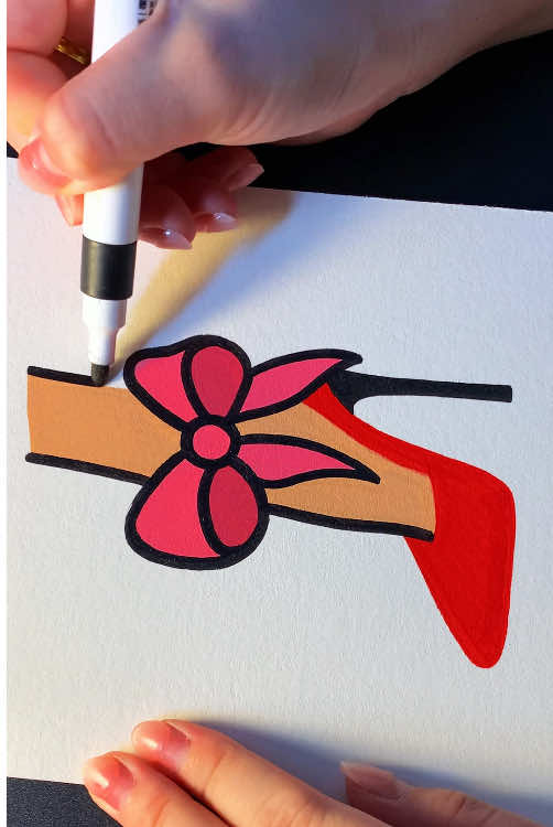 Bow high heels.👠#drawing #coloringbook #satisfying #AcrylicMarker #usa 