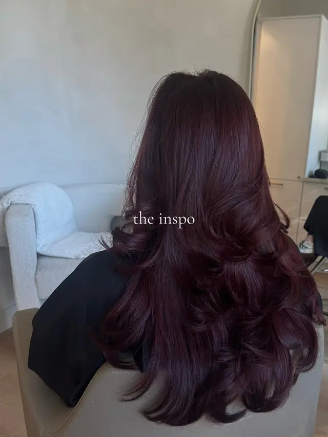 dark cherry red color + layered haircut #hair #cherryredhair #hairinspo #fallfashion #trending 