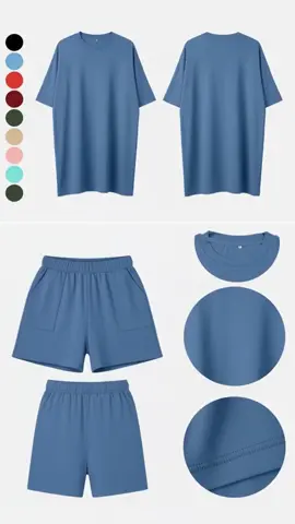 Women's Solid Color T-Shirt & Tight Shorts Loungewear Set, Casual Round Neck Sleepwear for Summer, Pocket Design, Affordable Pajamas #pjset #womenspajamas #usloungewearlooks #tracksuitset #christmasloungewear #womenssweatshirtset #sweatsuitset #womenpajamaset #joggersets #womens2piecesets