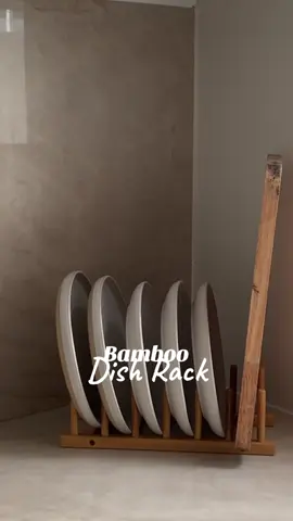 found another kitchen essential 🤌🏻✨  #kitchendesign #plateorganizers #bamboorack #teamkahoy #tiktokviral 