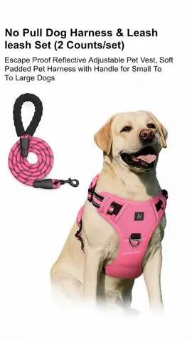 No Pull Dog Harness & Leash Set, Escape Proof Reflective Adjustable Pet Vest, Soft Padded Pet Harness with Handle, Small to Large Dogs #dogclothes #doghoodie #naturaldogcare #dogessentials #puppyessentials #kidsanddogs #dogfashion #dogtoyreview #dogsupplies #puppymusthaves