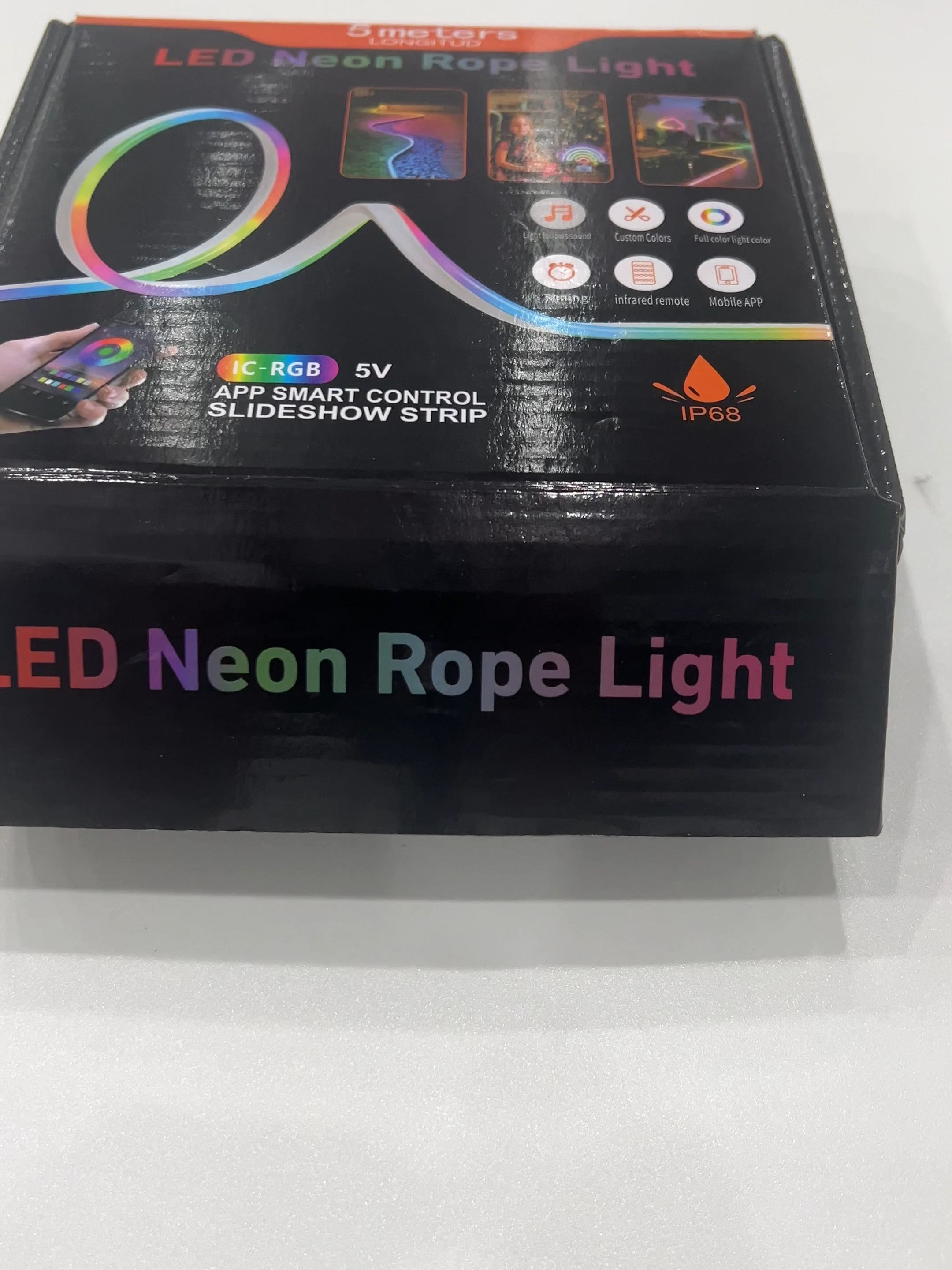 Tira de luz LED de neón RGB-IC de 5M, cuerda LED USB Bluetooth de 5 V para pared, tira de luz al aire libre, control de aplicación, sincronización de música, ideal para decoración de#led #neonled #tiraledneonflex #tiraledrgb