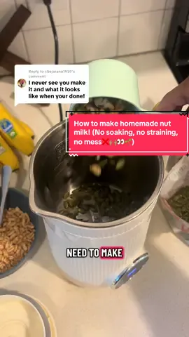 Replying to @cbejarano1959 I got you! Here’s a full recipe for my homemade walnut and pumpkin seed milk. Super easy and to the point! Add nuts, water, press a button & walk away! No soaking or straining. All clean plant based ingredients!😁🙌🏽🌱  @TriDereka Hall  @TriDereka Hall  @TriDereka Hall  #holidayhaul #tiktokshopcreatorspicks #nutmilkmaker #dairyfree #plantbased 