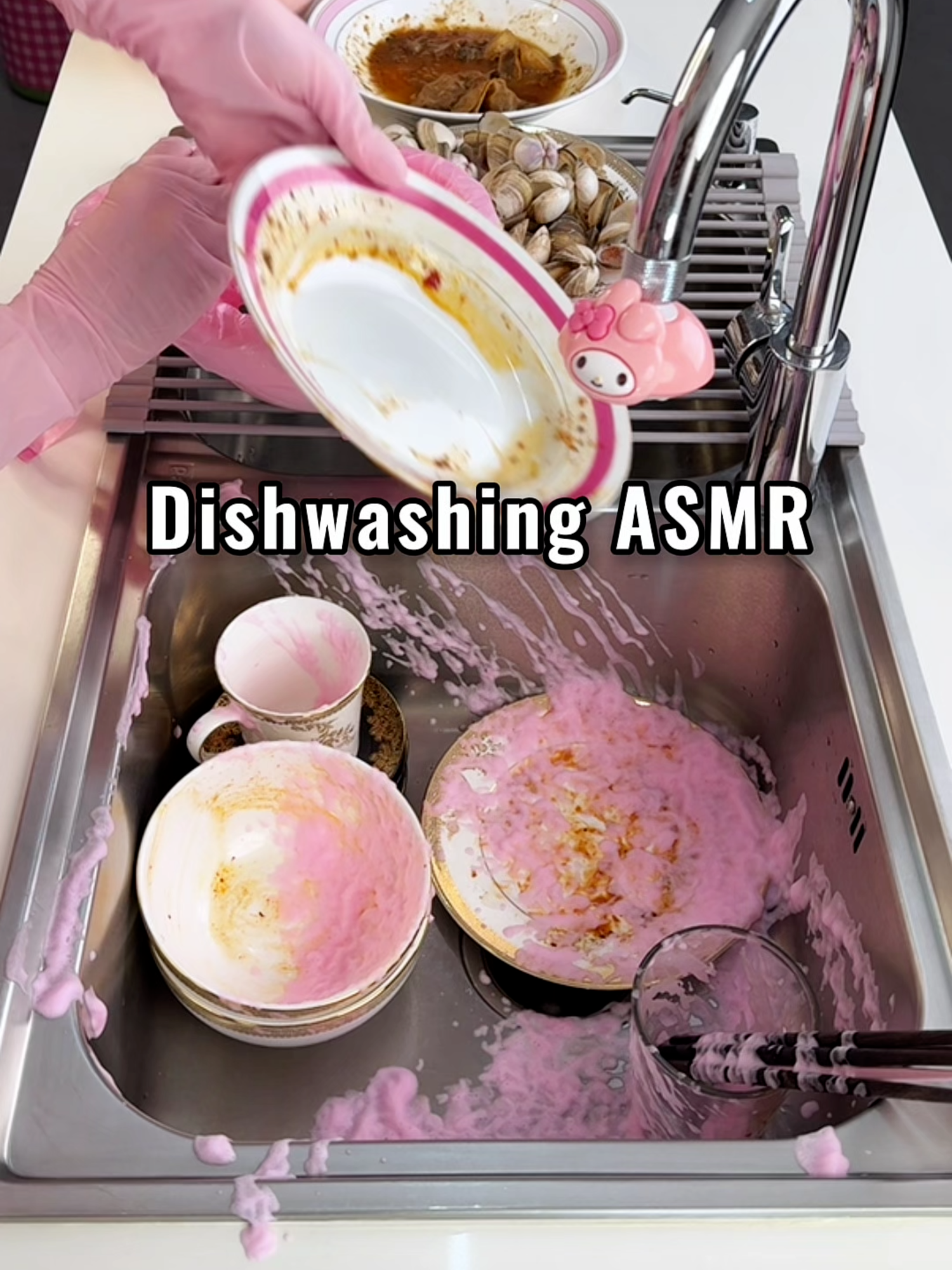 A quiet pre-Christmas moment with soft, foamy dishwashing. #dishwashing #asmr #pinkholidayremix #CleanTok