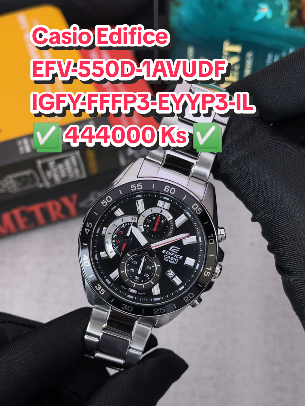 Casio Edifice EFV-550D-1AVUDF IGFY-FFFP3-EYYP3-IL:A1:B0:L0 ✅ 444000 Ks ✅ • Case Size : 47 mm • Water Resistance: 10 ATM • 100m water resistant • Stainless Steel case #casio #edifice #နာရီ #forman #chronographwatch 