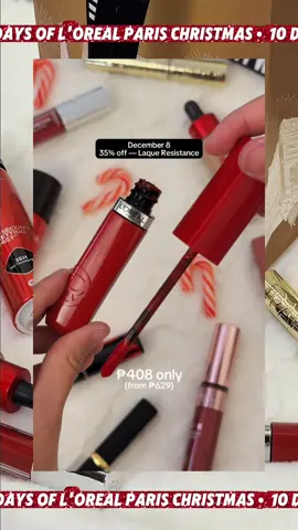 Day 8 of the 10 Days of L’Oréal Paris Christmas 💋 Get that bold lacquer shine without the splurge!  #LOrealPH #InfallibleLaqueResistance