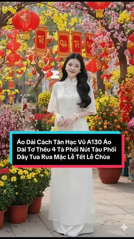 Áo Dài Cách Tân Hạc Vũ A130 Áo Dài Tơ Thêu 4 Tà Phối Nút Tàu Phối Dây Tua Rua Mặc Lễ Tết Lễ Chùa Ăn Cưới#trending #fyp #thoitrangnu #aodai #aodainu 