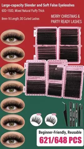 Large-Capacity Slim & Soft False Eyelashes, Multifunctional 60D-150D Eyelash Book, Natural Thickness, 8mm-16mm Length, DD Curl, Reusable #gluefreelashes #magneticeyelashes #diylashclusters #lashsupplies #diyeyelashset #brownlashclusters #amazonlashes #fakeeyelashes #drugstoremascara #volumelashextensions