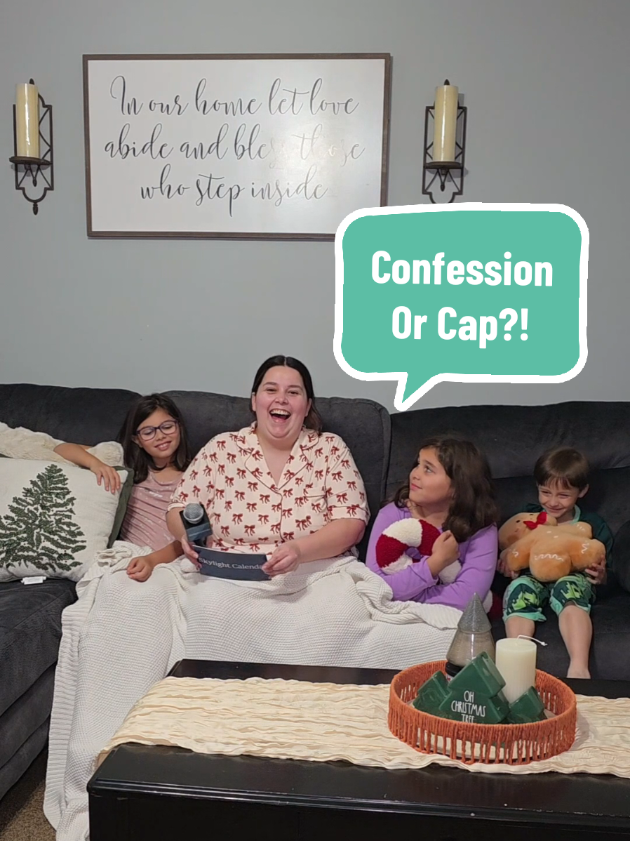 That's a cap! Can my kids guess which are confession or cap? @Skylight Frame helps handle all the extras, so we can make memories like these! 🥰 #FamilyFun #GameNight #SkylightPartner #Confessions 