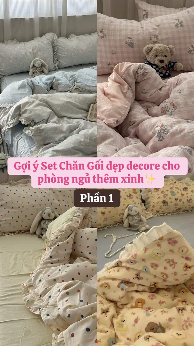 Set chăn gối decore phòng ngủ xinh cho mí bà bánh bèo nè #chiporder20 #chăngagối #changagoidem #decor #xuhuong 
