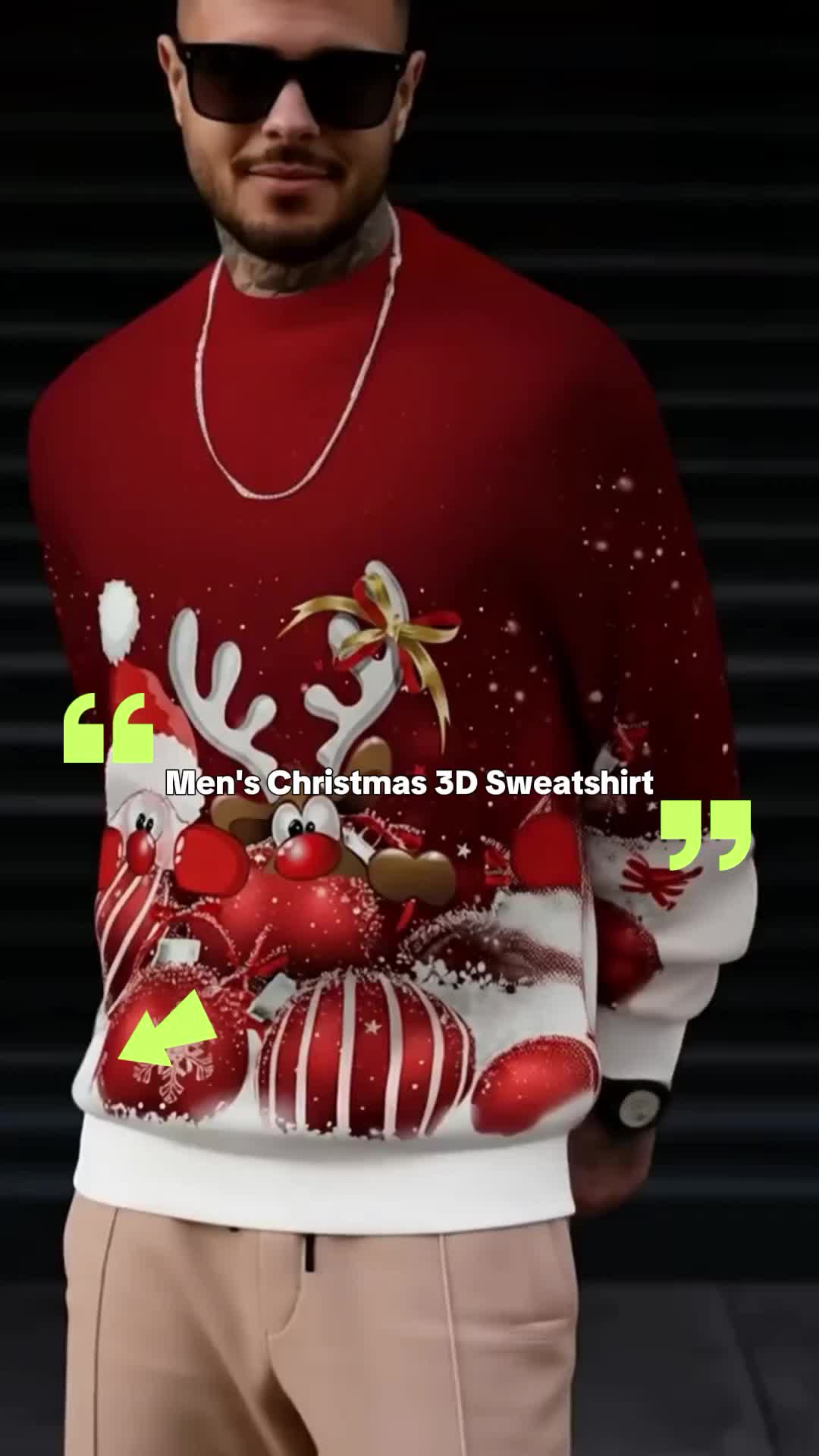 Men's Christmas 3D Print Sweatshirt, Reindeer Snowflake Design, Durable Fabric, Long Sleeve Casual Street Style 