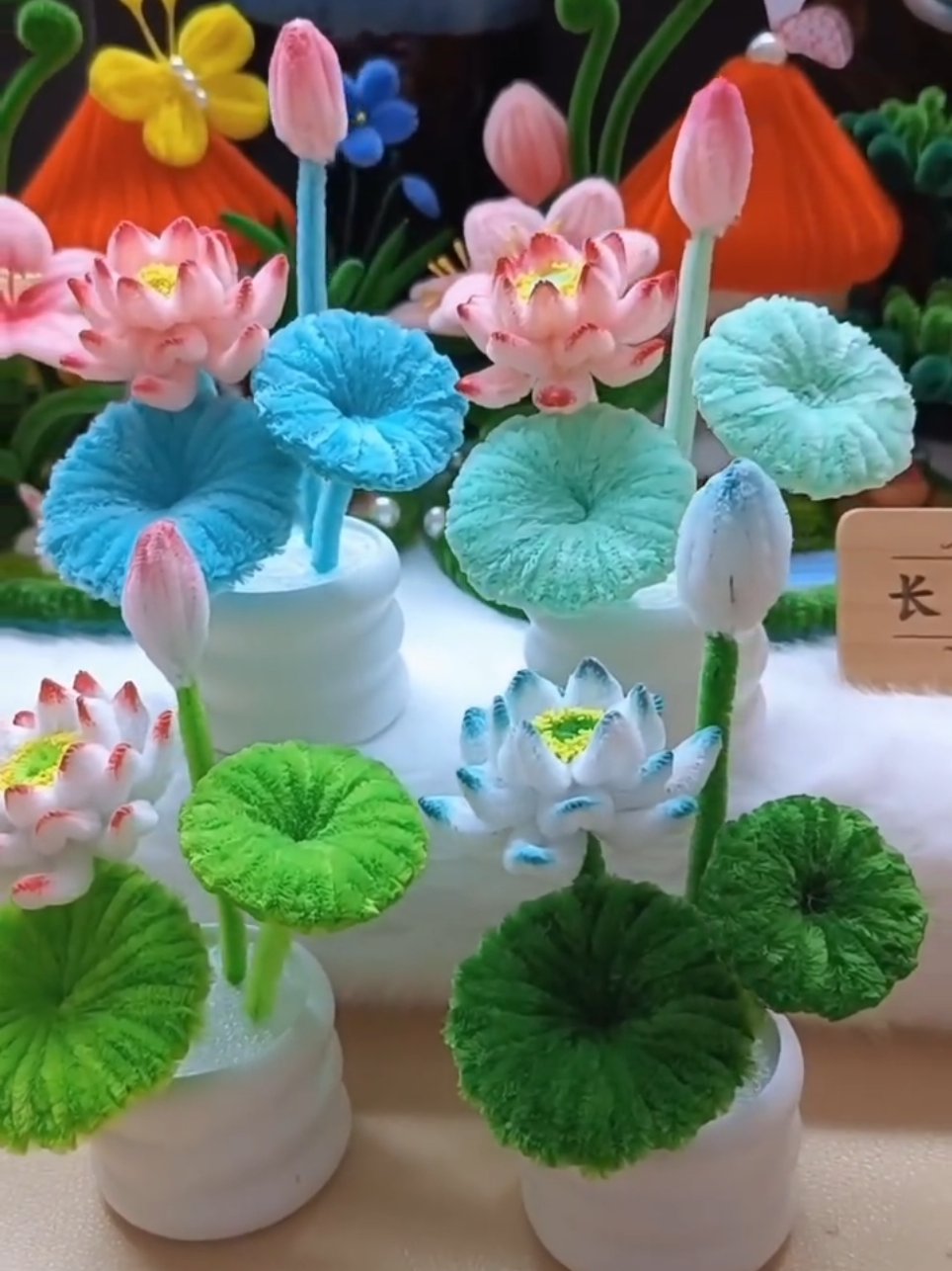 Hướng dẫn làm hoa sen mini kẽm nhung để bàn #viral #decor #lotus #kemnhung #handmadehoamattroi 