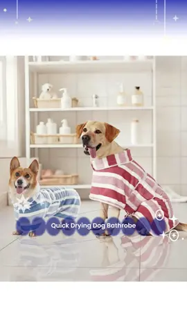 Quick-Dry Dog Bathrobe, Stripe Patterned Design, Super-Absorbent Material, Adjustable Fit, Soft & Comfortable for Dogs #petproducts #petsupplies #dogmusthaves #blanketsfordogs #dogskincare #dogoutfit #boydogmom #petcleanupessentials #petfashion #petparentessential