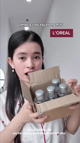 Combo 4 chai nước tẩy trang L’Oreal mini 95ml hời quá chừng luôn mà nhiều cái tiện lợi nữa 💅 #nuoctaytrang #nuoctaytrangloreal #lorealparis #combonuoctaytrangloreal #nuoctaytrangsachsau 