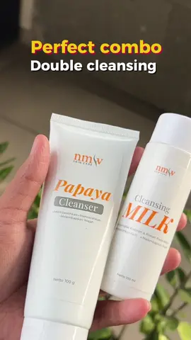 Perfect combo untuk double cleansing🥰 Step 1: Cleansing milk untuk membersihkan makeup/debu Step 2: Cuci muka pakai Papaya Cleanser, kulit jadi lebih cerah Yuk checkout sekarang✨🧡 #nmwskincare #skincare #cleanser #kusam #facewash 