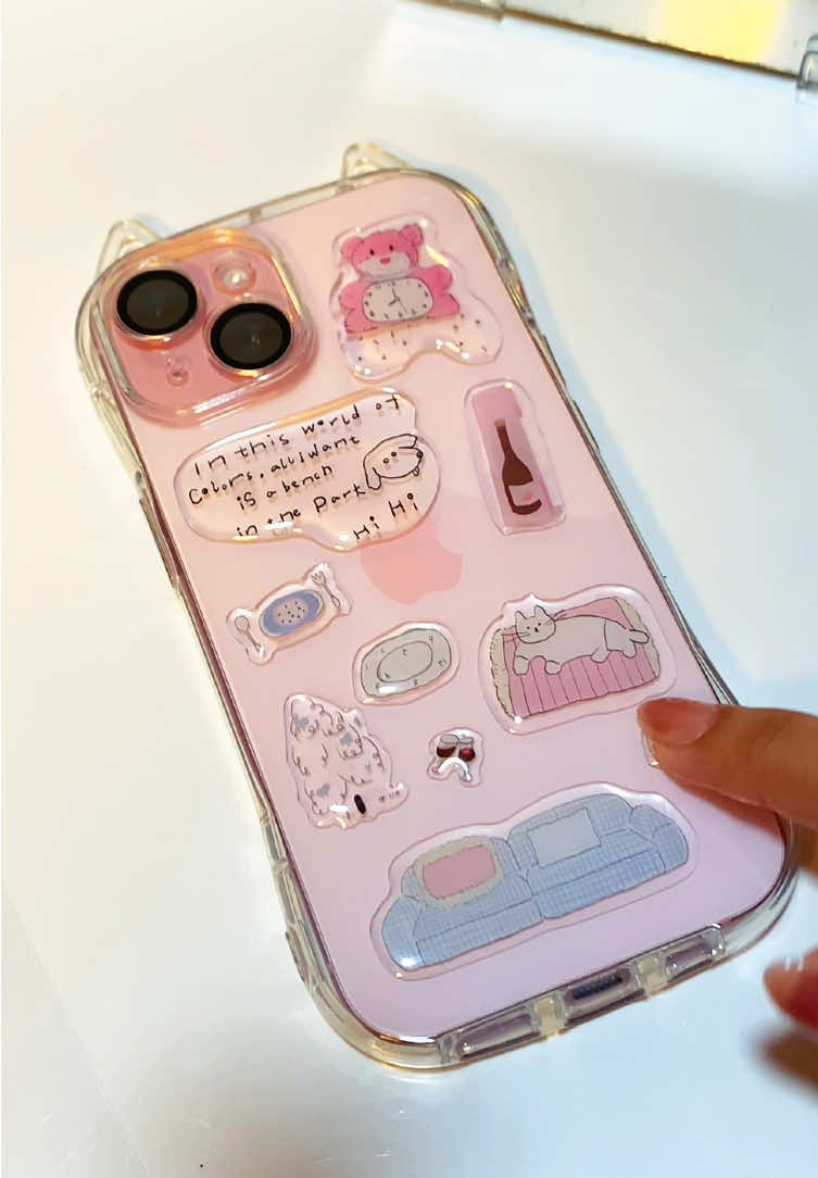 had fun customizing this cute pink case💗🌸🌷🎀 #pinkcase #customizecase #iphonecase #clearcaseforiphone #pinkiphonecase 