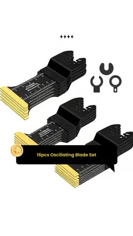 Multipurpose Oscillating Saw Blade Set, 16pcs Replacement Blades for Wood & Plastic, Universal Titanium Multitool Kit for Dewalt Ryobi Milwaukee #hometools #dewalttools #cuttingtools #plumbingtools #electricaltools #woodworkingtools #screwdriverset #handymantools #leathermantools #toolmusthaves
