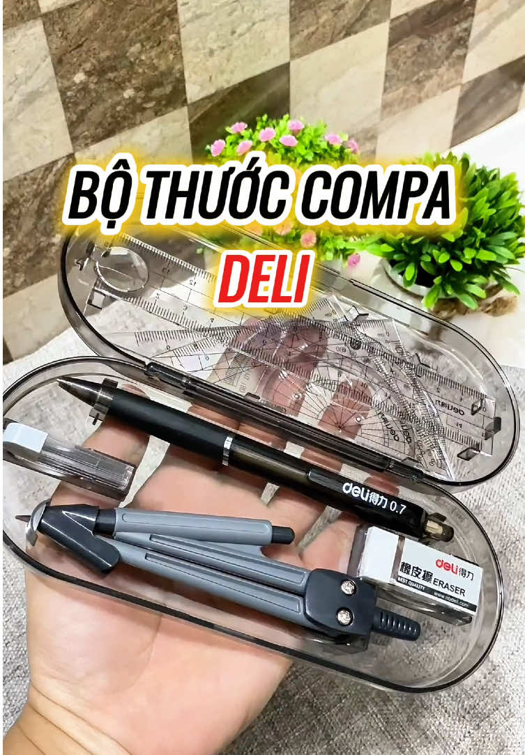 Bộ thước eke compa Deli 8 món dày dặn , có hộp đẹp lắm nha.#eke #compa #deli #bothuocke 