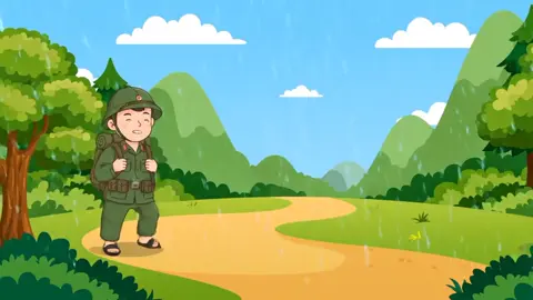 BÀI THƠ CHÚ BỘ ĐỘI HÀNH QUÂN TRONG MƯA #thơmầmnon  #trẻmầmnon 