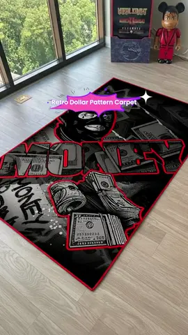 Retro American Carpet, Gangster Dollar Pattern Street Fashion Floor Mat, Wear-Resistant Gold Diamond Velvet Polyester Fiber #cardecor #roomdecoration #christmasrug #livingroomrug #extracushionkitchenmats #grandmacorehomedecor #coachcrystaljacquard #laminateflooring #luxuryhomedecor #kitchenrugs