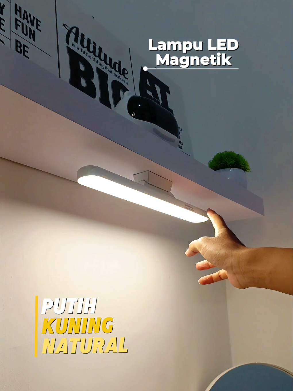 Lampu LED magnetik portable - bikin setup meja aesthetic & cozy #lampuaesthetic #lampumagnet #lampumejabelajar #lamputempel #lampuportable 