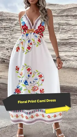 Women's Floral Print Cami Dress, Boho Sleeveless Backless Long Dress for Beach Holiday Vacation, Ladies Summer Clothes #SummerFashion #holidaypartydress #amazonholidayoutfits #ginghamdress #backlessdresses #amazondress #floralmaxidress #tiktokdress #tictokshopsummerturnup #summeressential