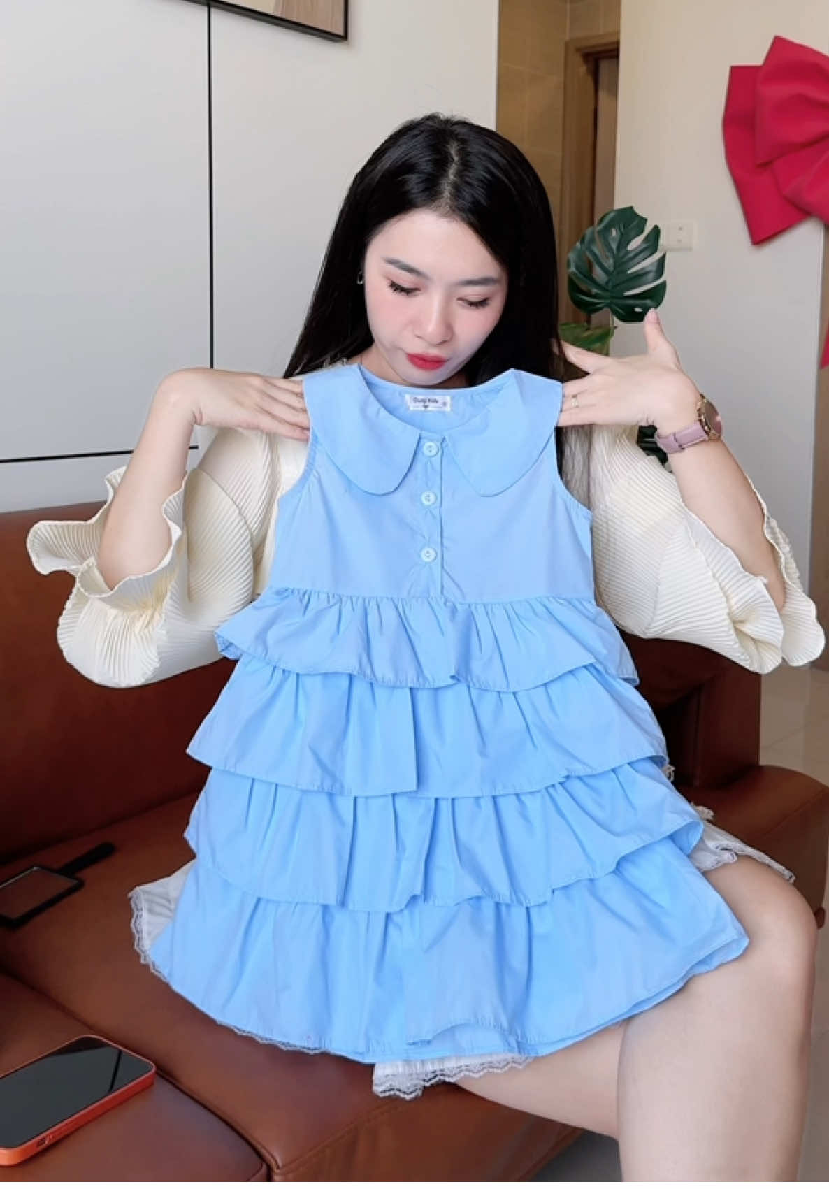 Váy xanh bốn tầng điệu đà cho bé 8-35kg #kidsfashion #dobegai #hanghipstore 