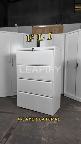 Drowning on files? ELI by Leapify Steel got room for all. 💛 A 4-drawer FULL STEEL lateral cabinet — sleek, wide, and ready to take on all your work & business documents. 