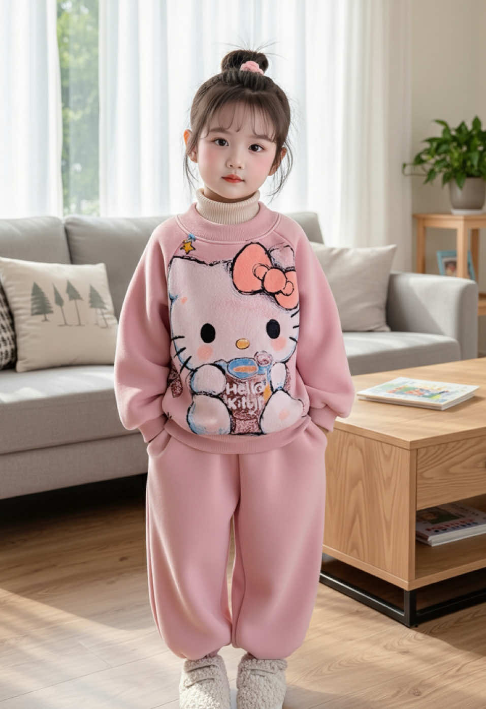 COMBO 2 BỘ, 1 BỘ NỈ Bé Gái Mẫu HELLO KITTY Dễ Thương, Quần Bo Chun Có Túi Dành Cho Bé Gái Từ 14-36kg.#thoitrangtreem #setthudongxinh #bodaitaychobe #bothudongchobe #bodaitaychobegai 