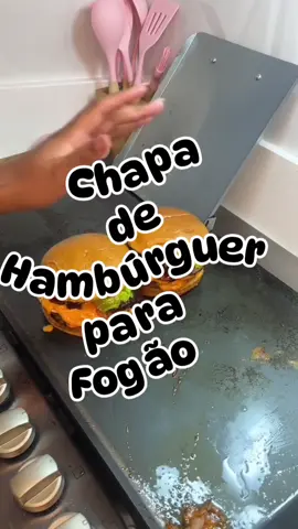 Chapa de Hambúrguer para Fogão com Cabo de Madeira + Prensa🍔 ##chapadehamburguer##chapa##carnenachapa##cozinhagourmet##utensiliosdecozinha Chama que eu passo o Link
