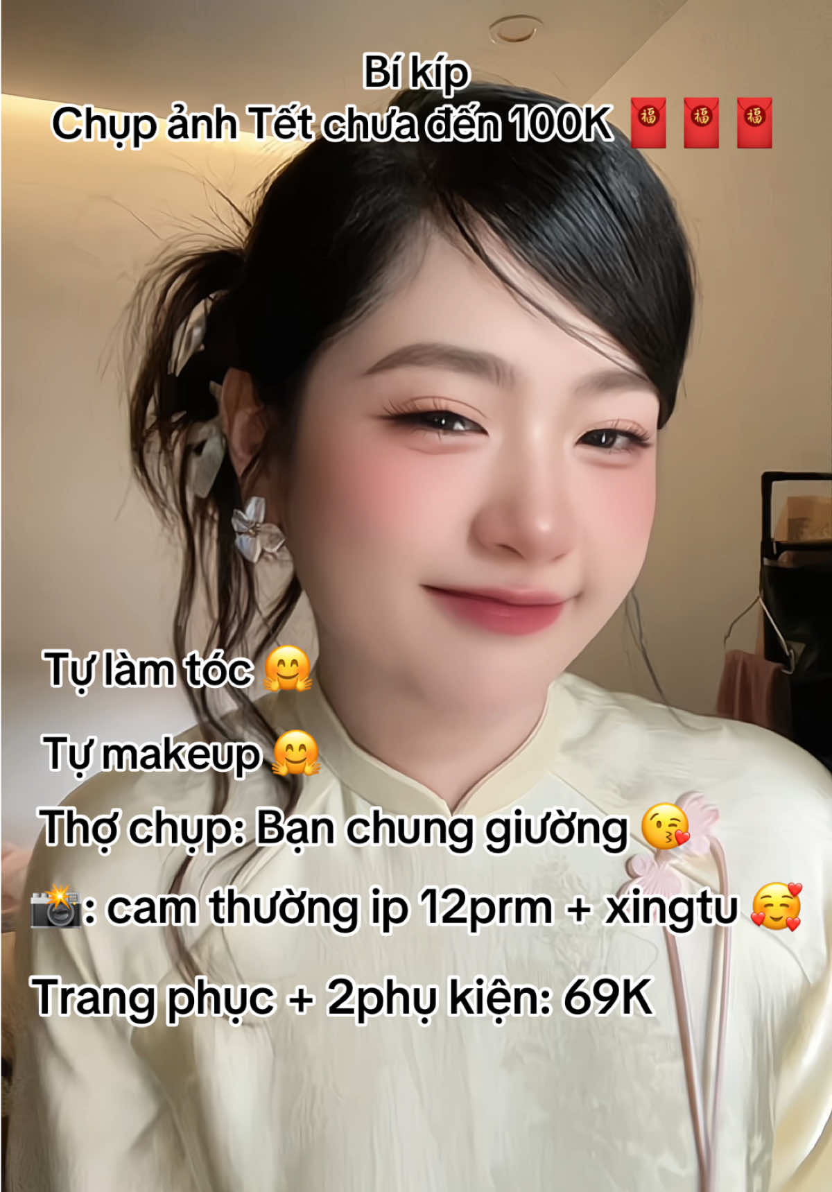Giờ làm bín chỉnh hình quá ta 🤣😝🤭 #mia #fypシ #xh #aodai #tet 