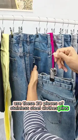 Stainless Steel Clips Are Durable! Holds All Pants Securely#organizerideas #hanger #tiktokshop #clips #videowave 
