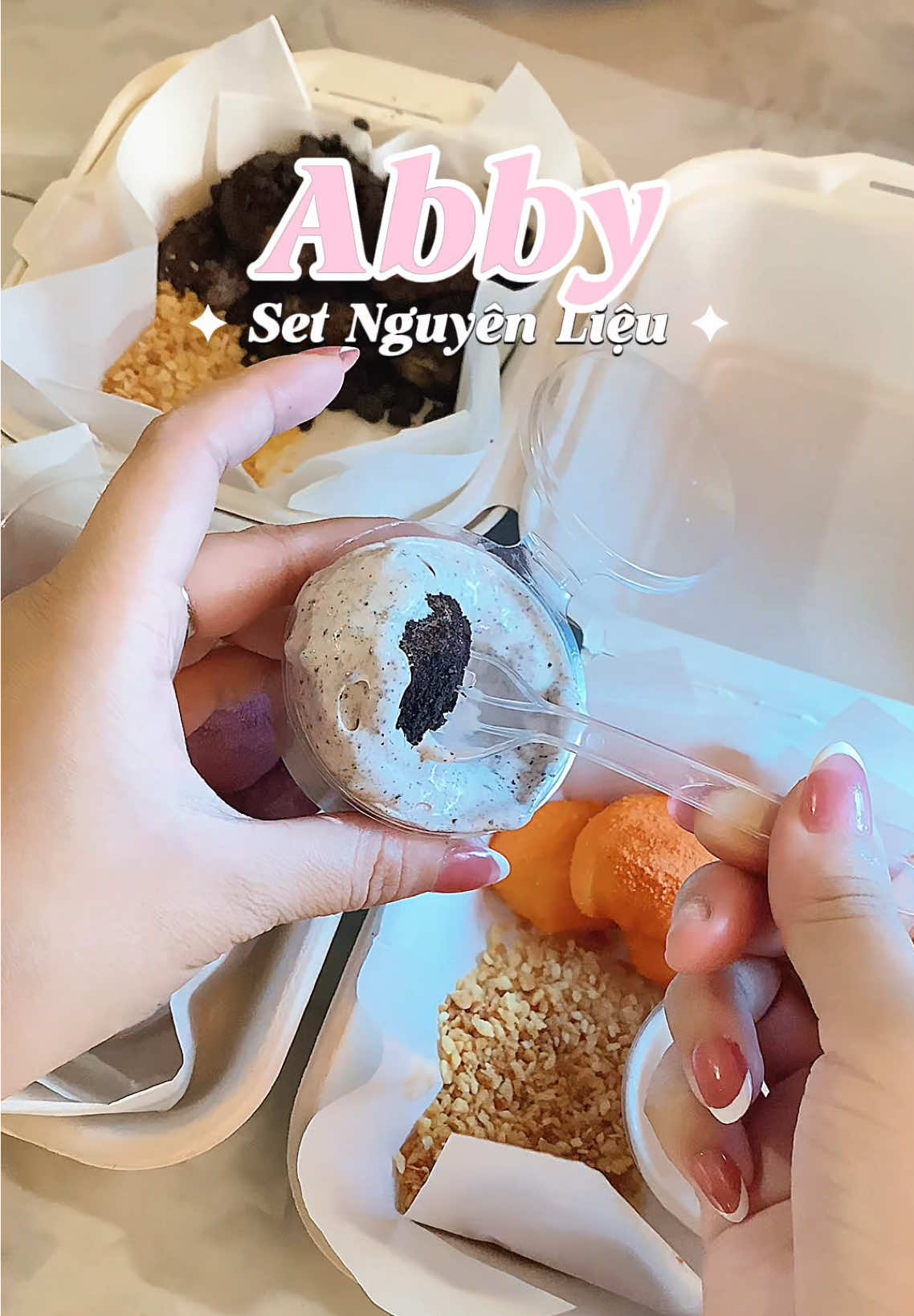 Set nguyên liệu làm bánh mochi chấm kem abby 💕 #mochichamkem #abbydolambanh #setnguyenlieu #banhmochi #ancungtiktok 