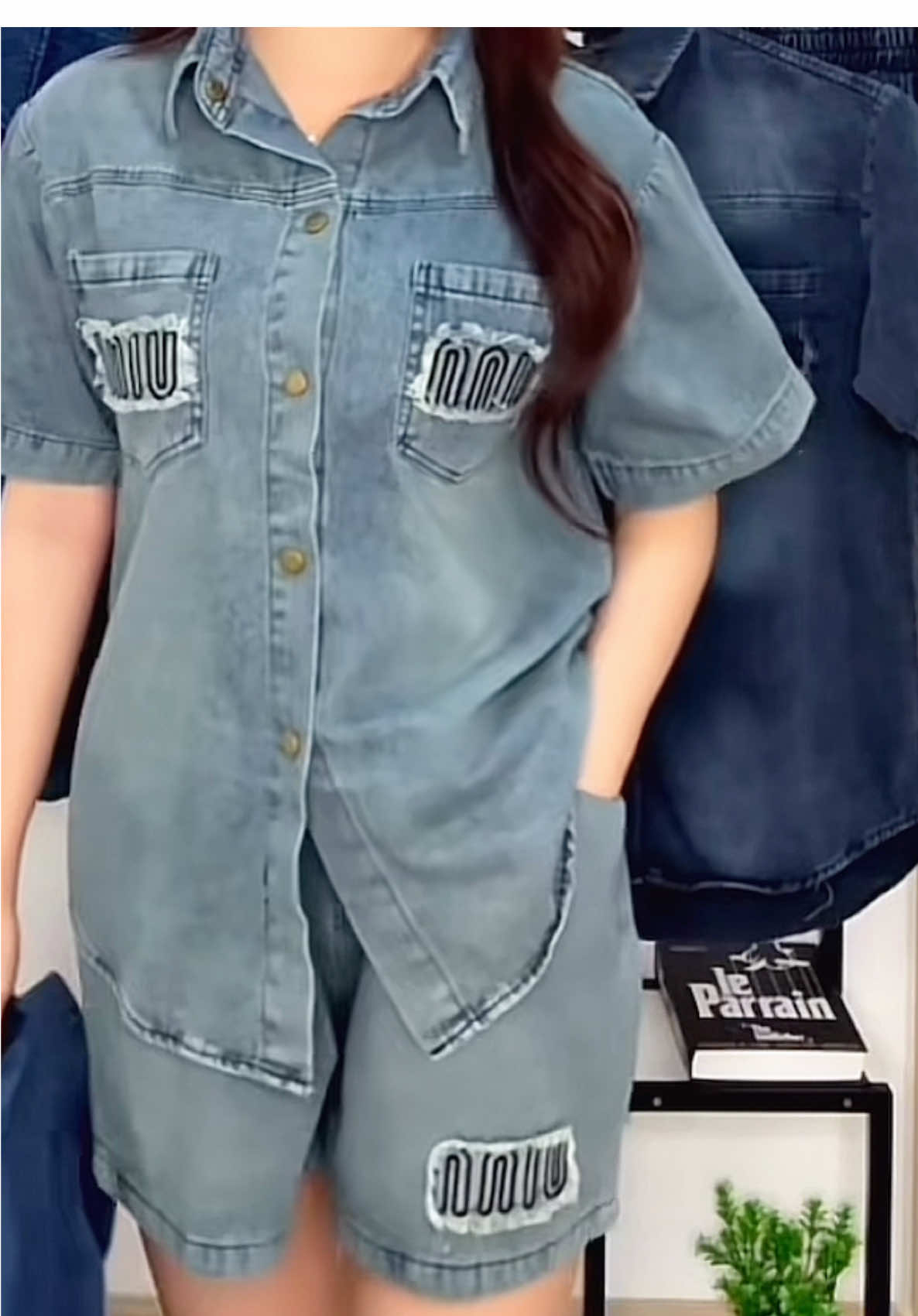Sét bộ jeans thêu túi kèm quần chun 3 màu siêu đẹp#moingaymotoutfit #setthethao #setboxinh #thơitrangnu #quanaodep 