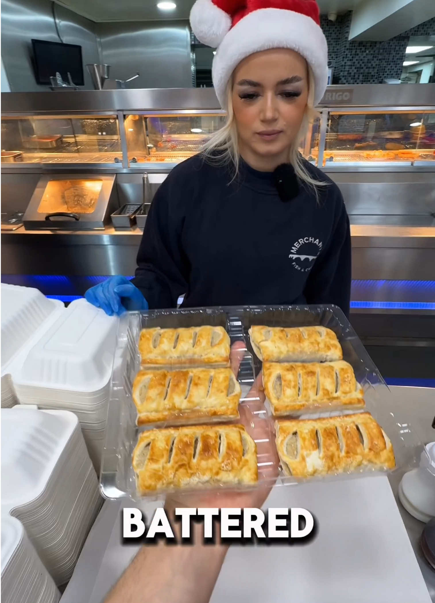 POV ordering and battering sausage rolls with our chip shop diva @chippydiva @MitchsPOV  - #fishandchips #foryou #fyp #food #chipshopdiva