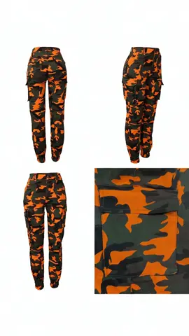 Women's Camo Print Button Fly Cargo Pants, Casual Pocket Design Trousers for Daily Wear, Ladies Bottoms for Fall & Winter, Womenswear, Casual Fashion Trousers 