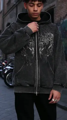 Men's Authentic Vintage Look Full Zip-Up Hoodie, Baggy Gothic Skeleton Wings Print, Heavyweight Cotton Faded Street Style Jacket #hoodies #hollisterhoodie #halloweenhoodieblanket #pacsunhoodie #fauxfurhoodie #mensworkhoodie #floralhoodie #weightedhoodie #fullziphoodie #hoodedcoat