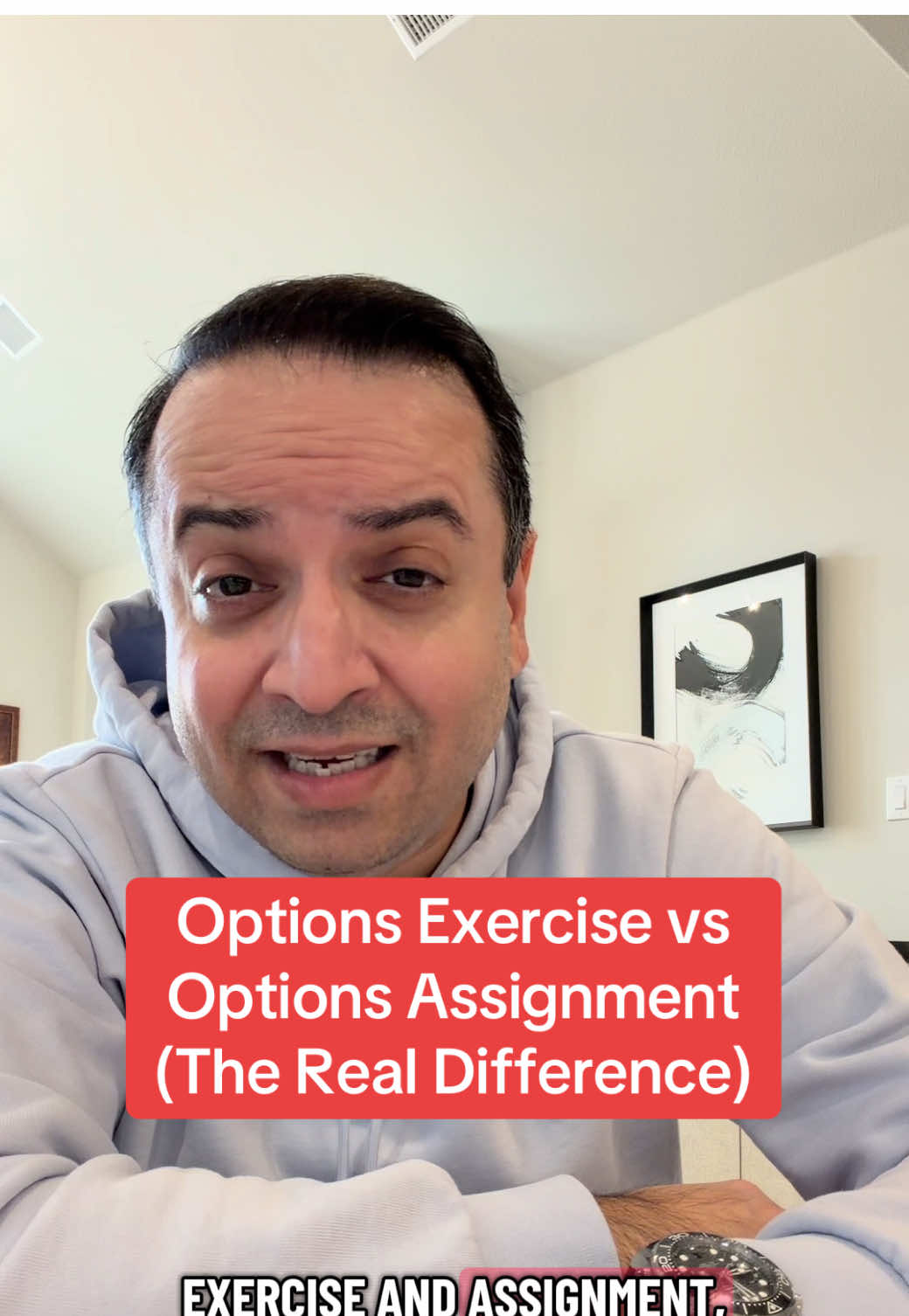 Options Exercise vs Options Assignment  (The Real Difference)  Most people mix up exercise and assignment, and that confusion leads to a lot of unnecessary panic. These two words describe opposite sides of the same contract — once you understand that, the fear disappears. The buyer controls exercise. If they choose to use their right, they buy or sell shares at the strike they locked in. The seller experiences assignment. That’s simply fulfilling the agreement they got paid to take on in the first place. Exercise is a choice. Assignment is a result. And if you sell options — cash-secured puts, covered calls, PMCCs — assignment isn’t something that “happens to you.” It’s a possibility you were paid to accept from day one. Once that clicks, your entire mentality shifts. You stop feeling blindsided. You stop being scared of normal outcomes. You start trading with clarity because you actually understand the contract you agreed to.  #ExerciseVsAssignment #tradingmindset #optionstrading #optionsforbeginners 