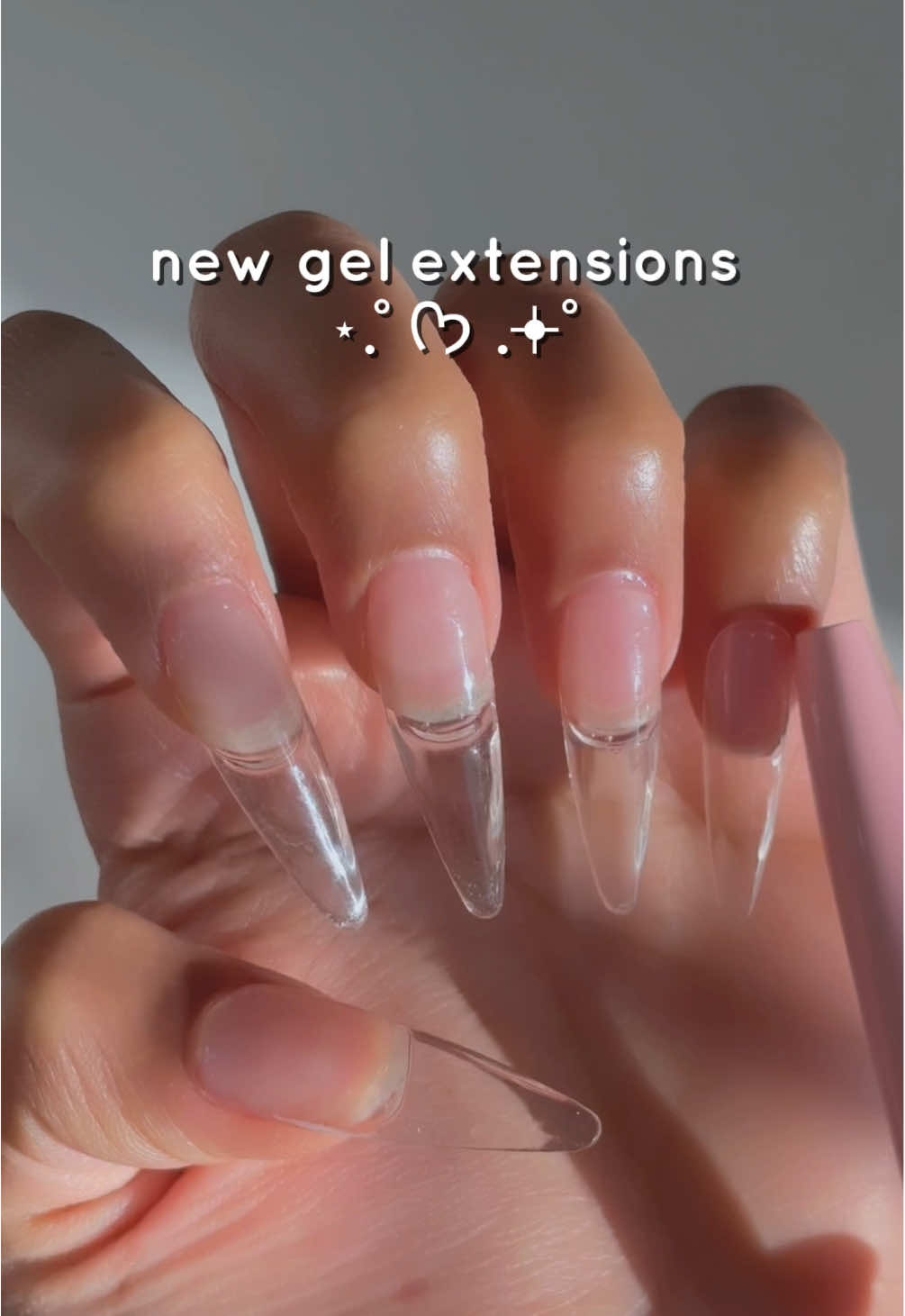 gel-x prep asmr 💅🎧 peel-off + new extensions 🫶 this process is always so satisfying 😌 using: - Jello Jello peel-off base & remover  - Diami “Feel So Good” Base Gel - Vic Gel Stiletto Nail Tips from @Sweetie Nail Supply  (code: AAYU) - Sally Hansen Cuticle Remover - Makartt Flash Cure Lamp - Modelones Non-Wipe Top Gel - Born Pretty Builder Gel all 🔗 in bio #nailart #gelx #nailprep #asmr #nailextension 