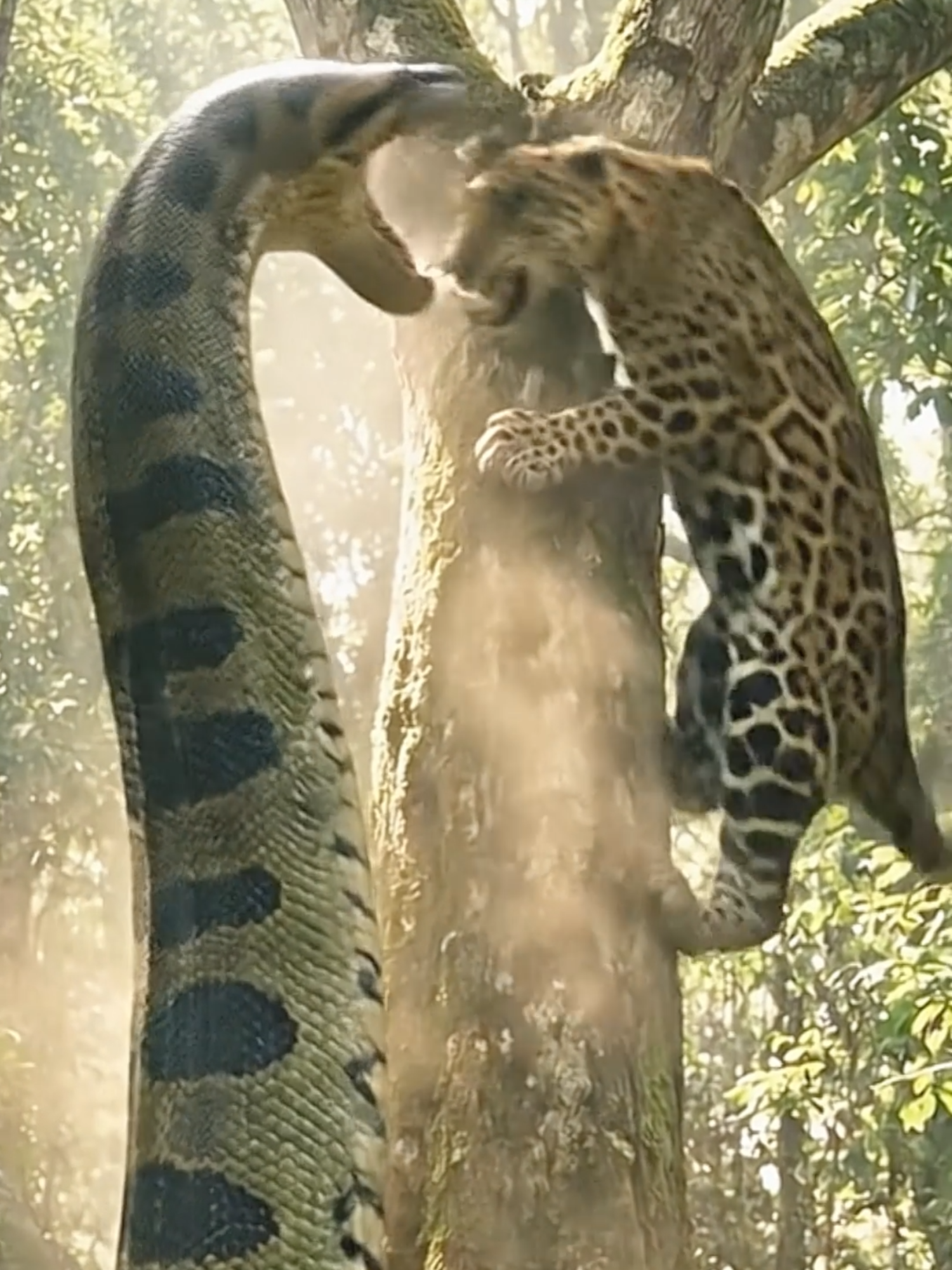 ANACONDA fights with JAGUAR in the Amazon Jungle #jaguar #giantsnake #anaconda #snakevideo #jungle