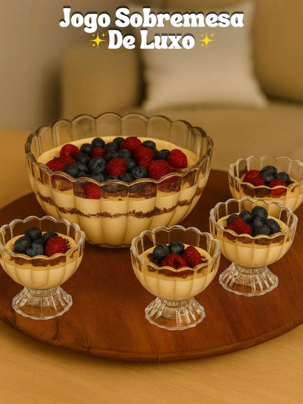 Jogo 7 Peças Sobremesa 6 Bowls 125ml e 1,1L Mesa Posta Transparente #promocoes #shoppe #baratinhos #taca #sobremesa 